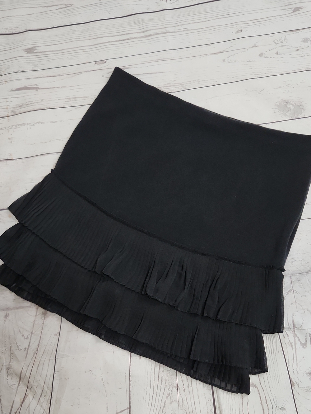 Ann Taylor Black Ruffled Tier Mini Skirt